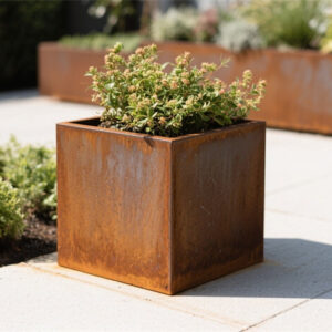 square corten steel planter boxes